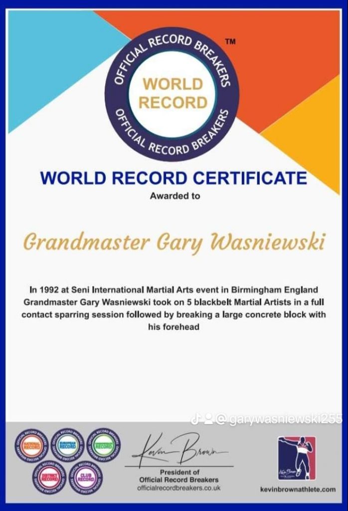 World Record Certificate - Grand Master Gary Wasniewski